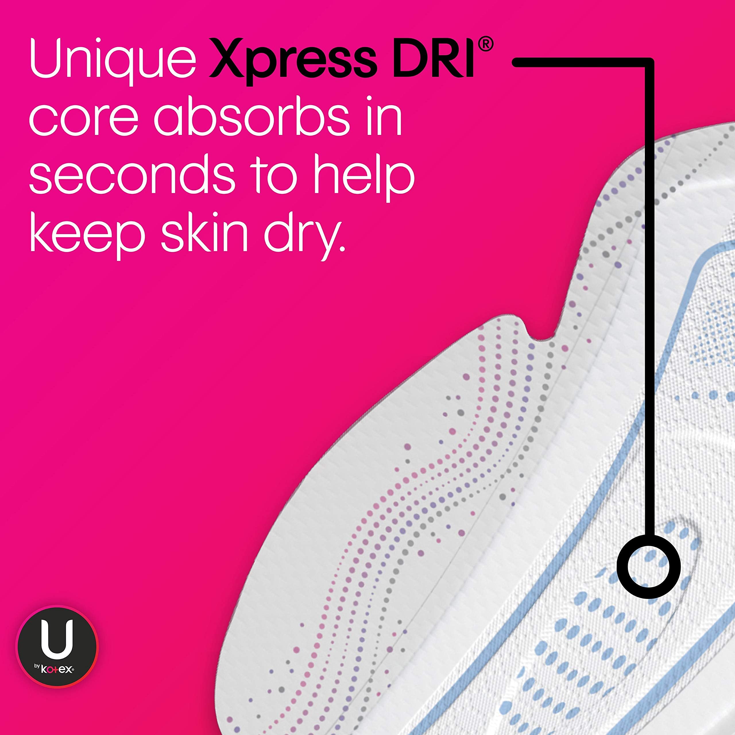 U by Kotex sin fragancia para piel sensible y uso cómodo durante el día.