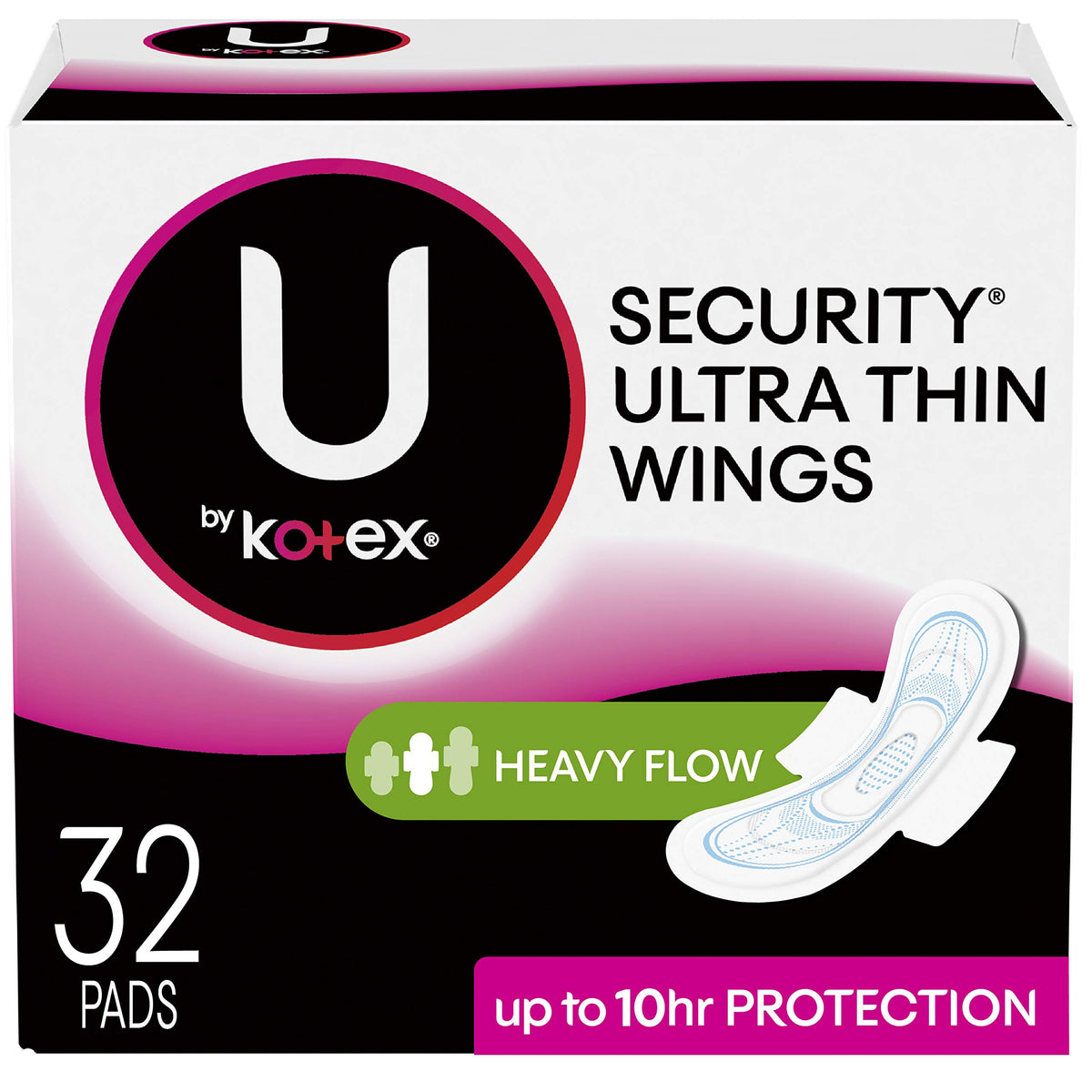 U by Kotex Security Ultra Fino con alas para flujo intenso y protección diaria