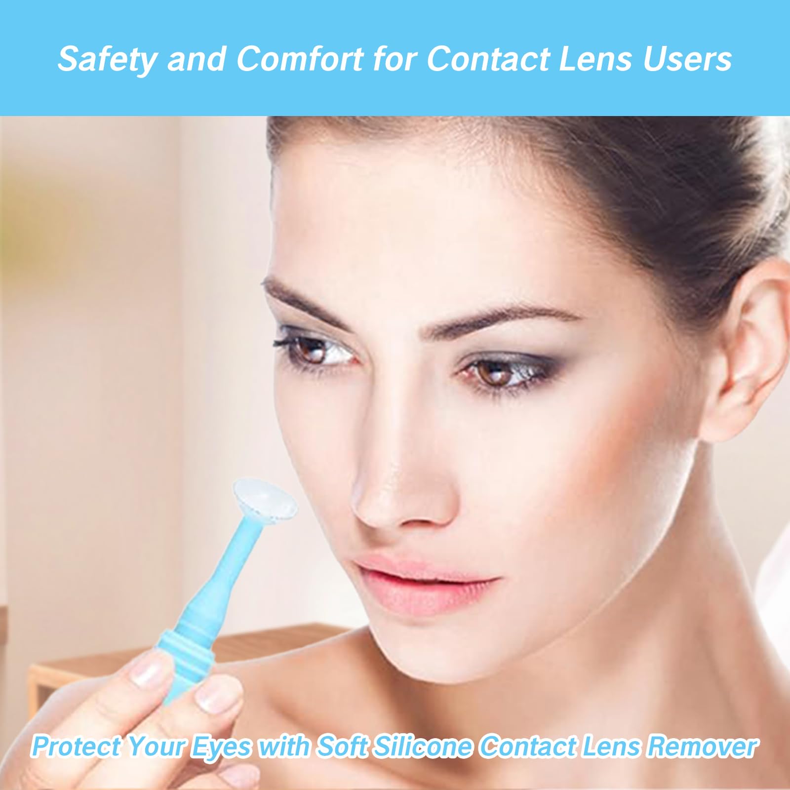 Empujador de lentes de contacto UAIAGM, silicona suave para extracción cómoda.