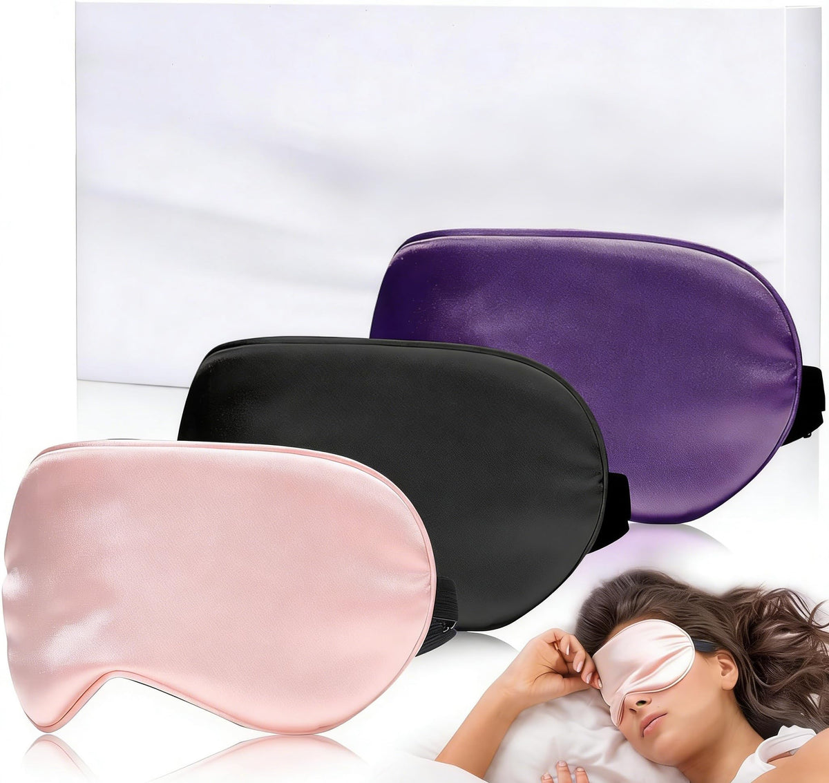 Mascarilla de seda Uaszdau para dormir con bloqueo de luz y descanso profundo.