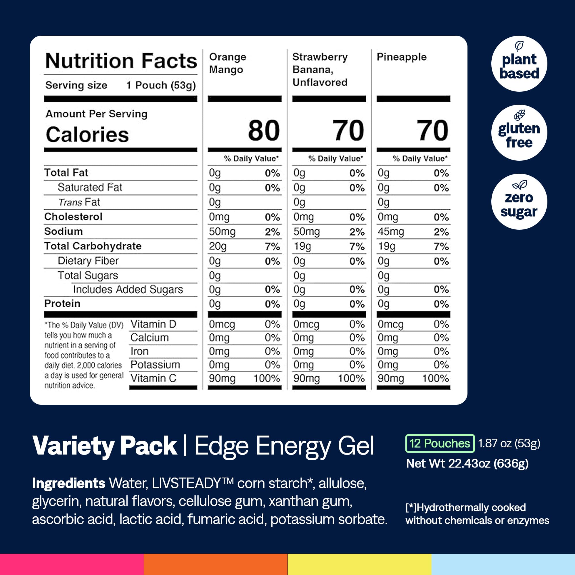 Etiqueta de UCAN Edge Gel: vegano y sin azúcar para dietas keto
