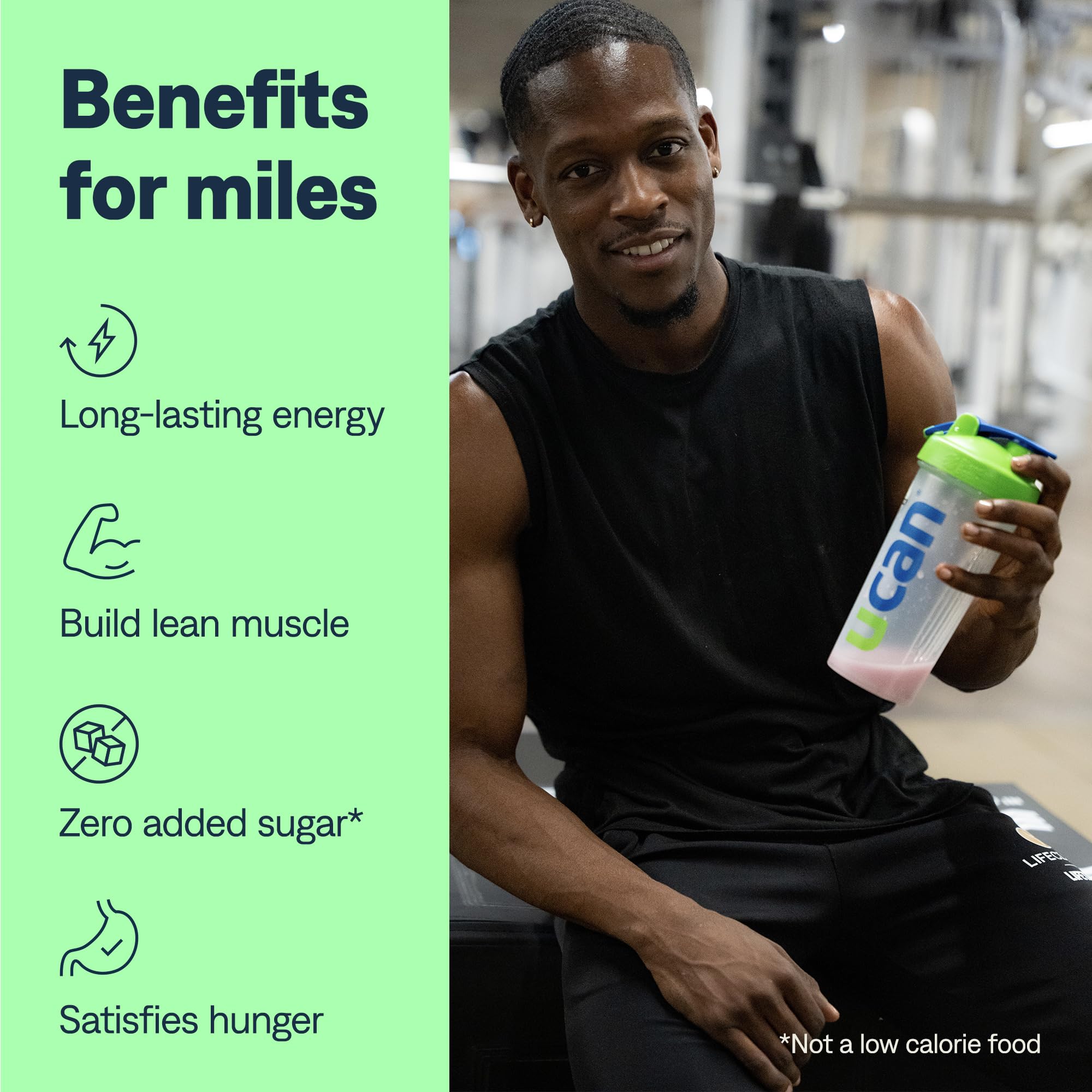 UCAN Energy + Proteína de suero, textura cremosa, mezcla suave para post entrenamiento.