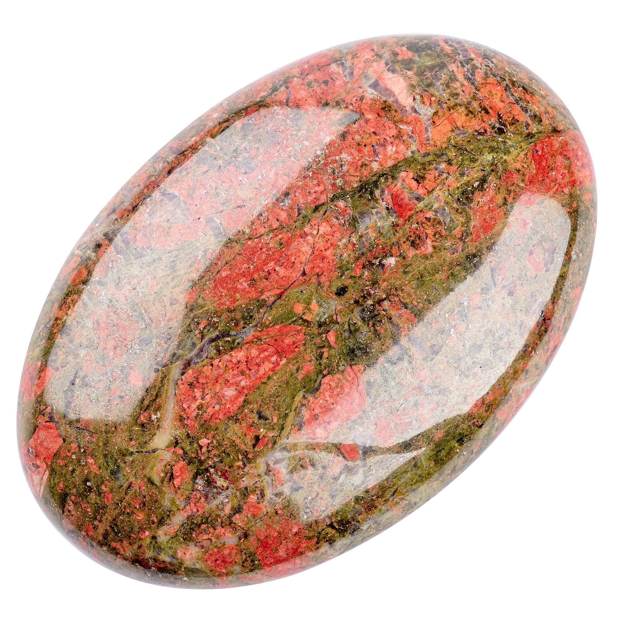 Unakite de UFEEL, detalle pulido, brillo suave para foco durante la respiración consciente.