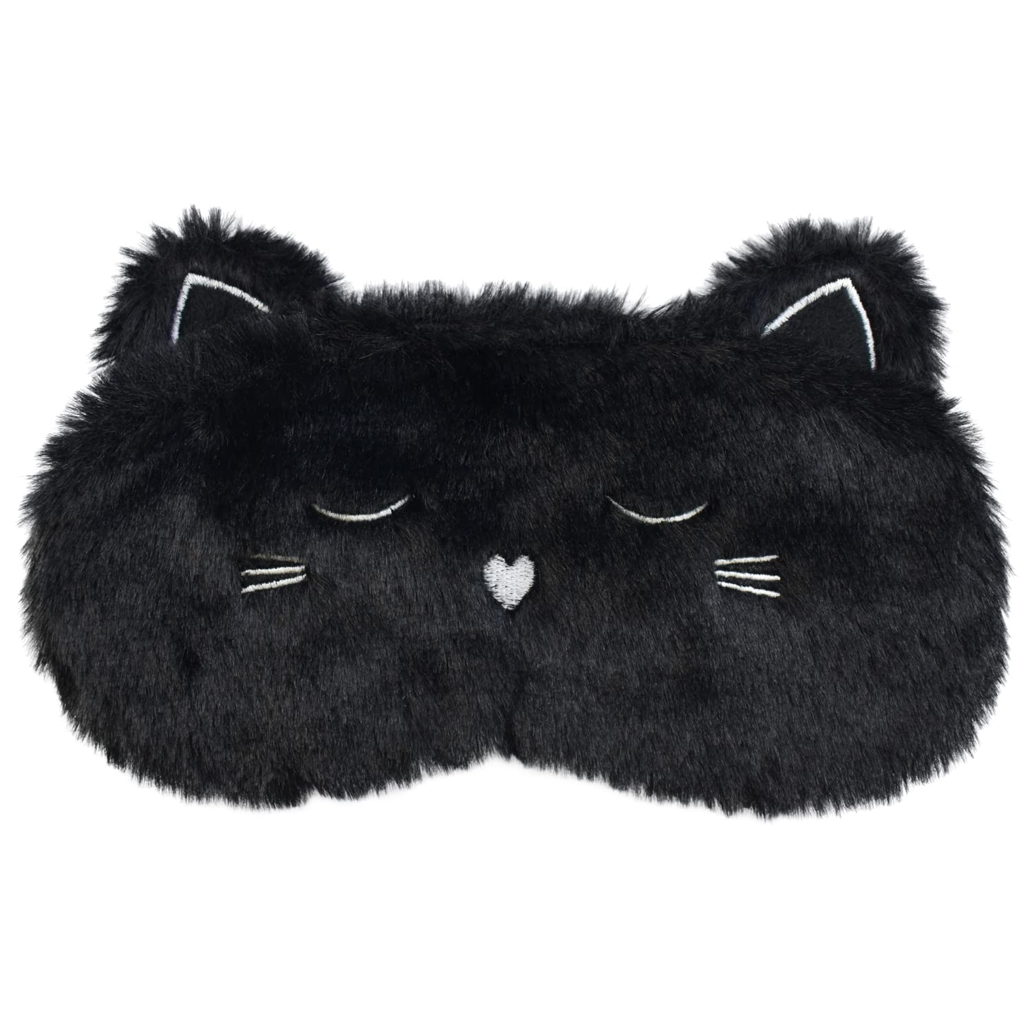 Ulbemoll mascarilla dormir gato negro; peluche suave para descanso cómodo