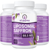 Cápsulas Ulmubra de azafrán liposomal en envase, fácil de incorporar a la rutina diaria.