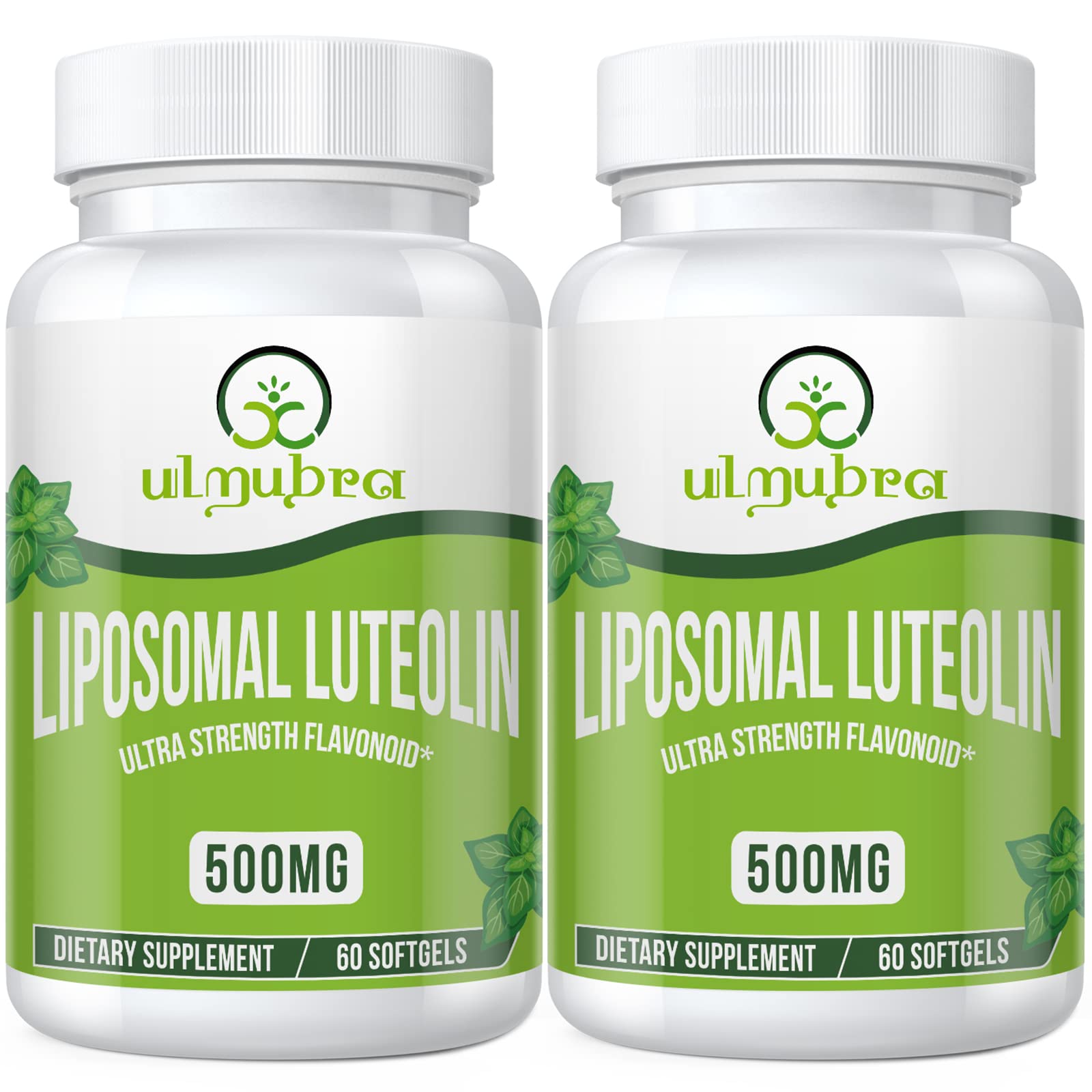La botella Ulmubra Luteolina Liposomal 500mg facilita uso diario.