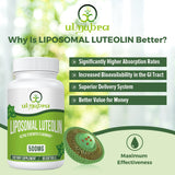 La etiqueta Ulmubra Luteolina Liposomal 500mg muestra dosis claras.