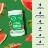 Ultima Replenisher tarro 90 porciones conveniente para uso diario.