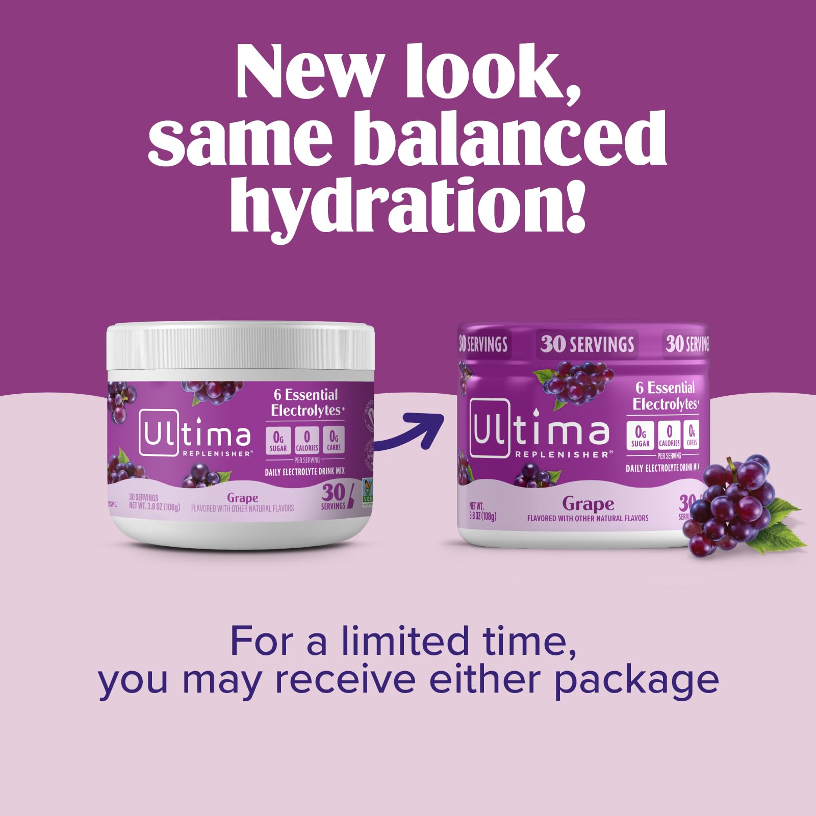Etiqueta nutricional de Ultima Replenisher con 6 electrolitos.