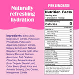 Ultima Replenisher Limonada Rosa en vaso con hielo para bebida refrescante