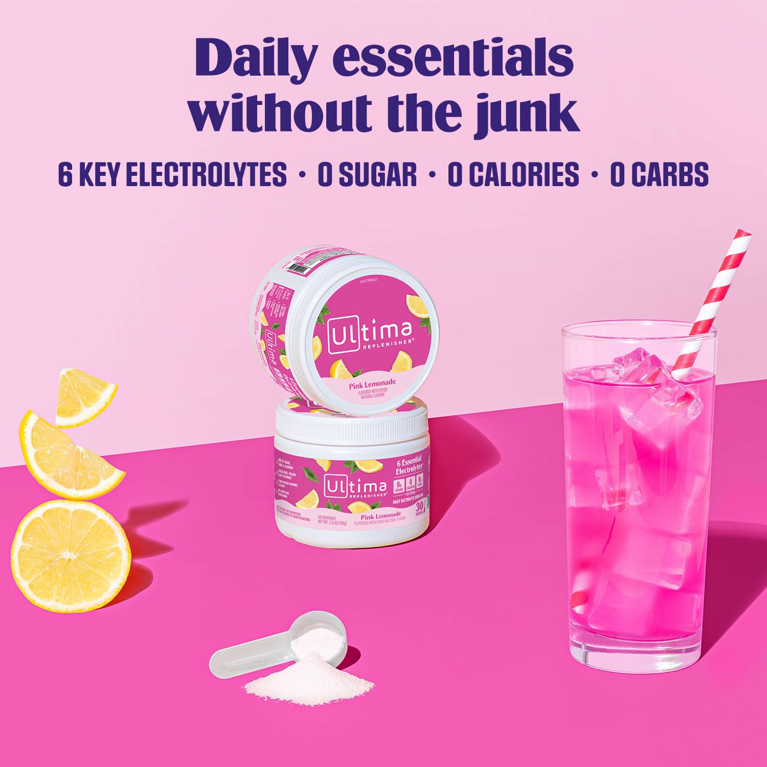 Mezcla sin azucar: Ultima Replenisher sin calorías ni edulcorantes.