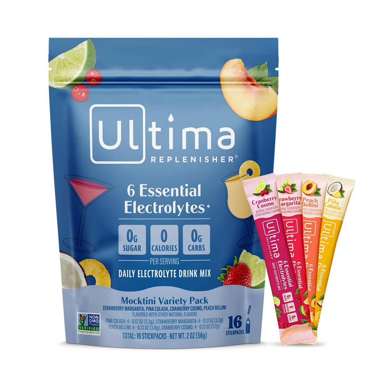 Ultima Replenisher Mocktini fresa margarita en vaso para hidratación sabrosa