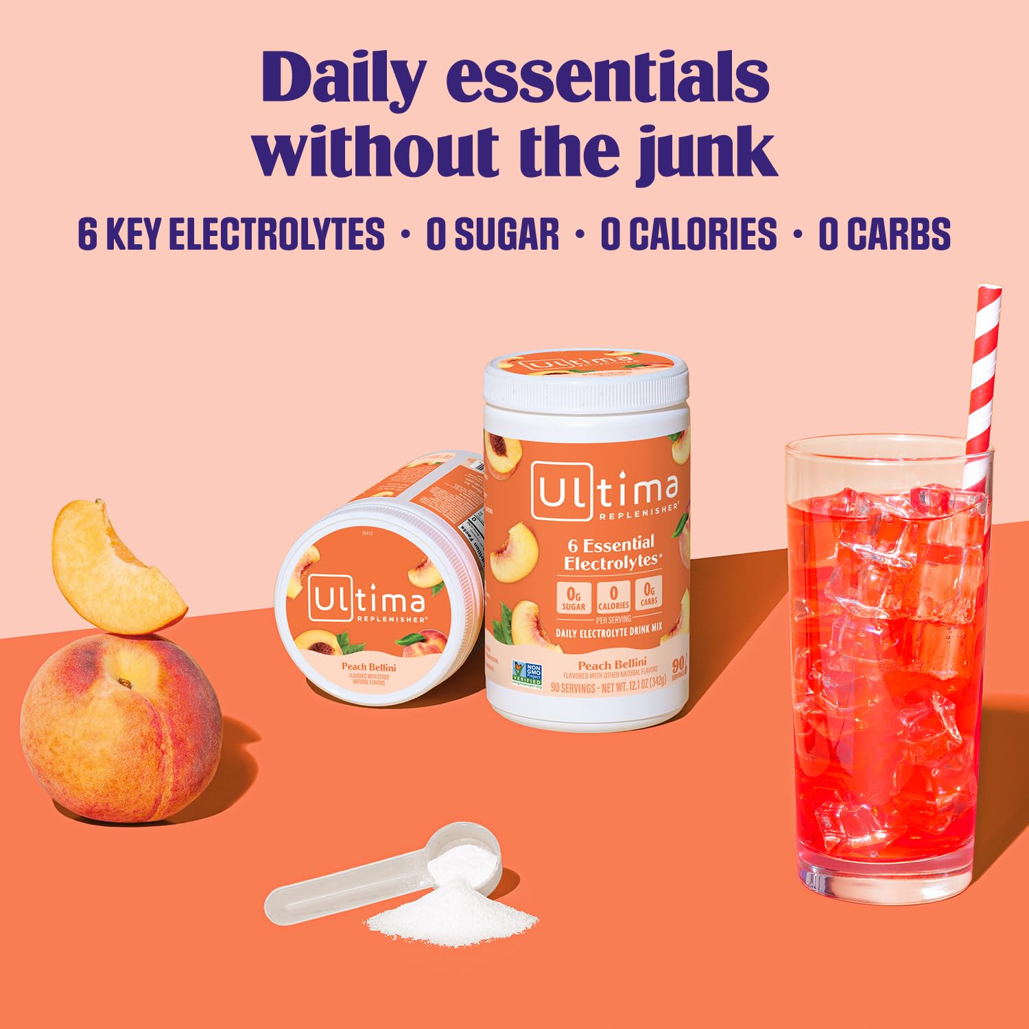 Ultima Replenisher Mocktini, mezcla en agua con sabor durazno sin calorías