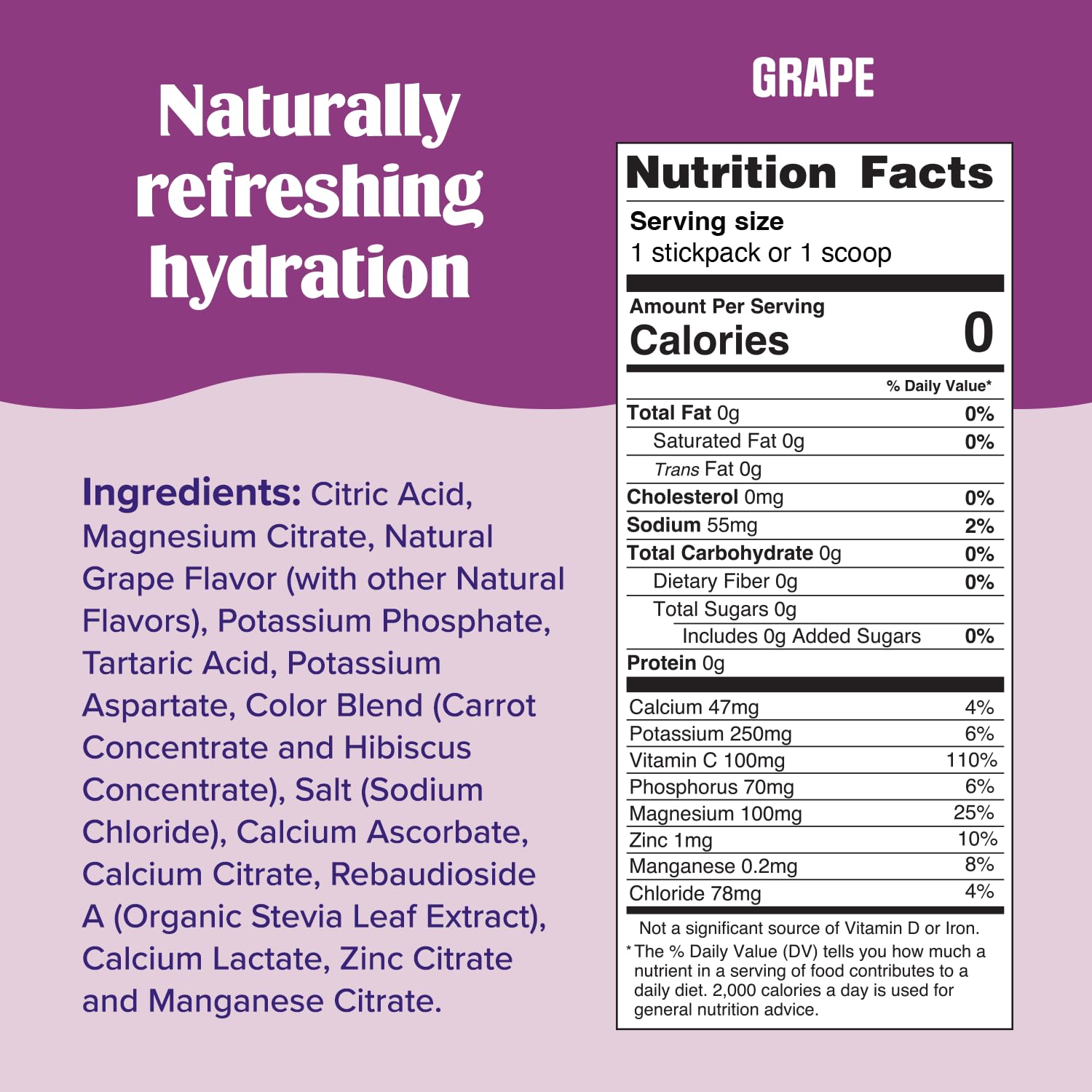 Sobre uva de Ultima Replenisher en primer plano, sabor natural sin azúcar