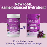 Vaso con bebida de Ultima Replenisher, color púrpura, lista para beber.