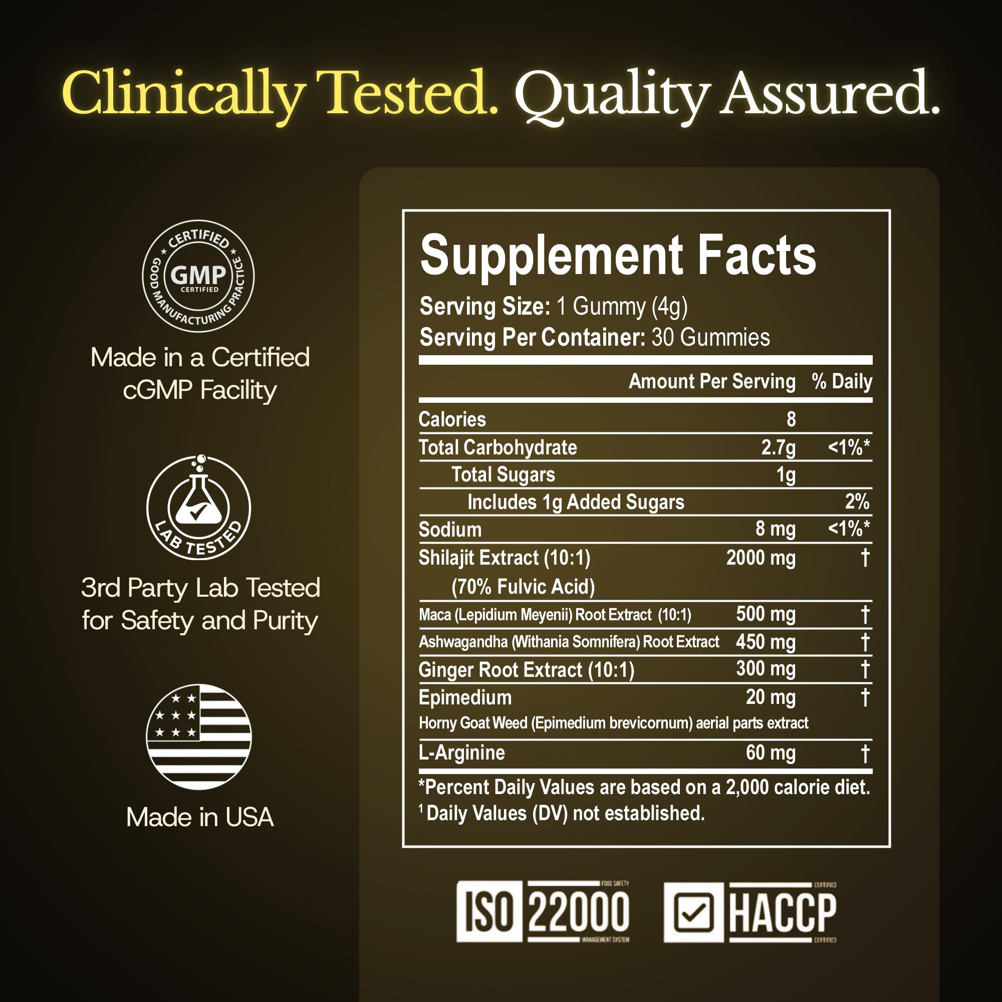 UltimaPeak Shilajit Gomitas etiqueta: información clara y beneficios detectables.