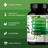 Ultra Botanicals Emerald Labs DHEA 25mg, frente del envase, fórmula sin gluten
