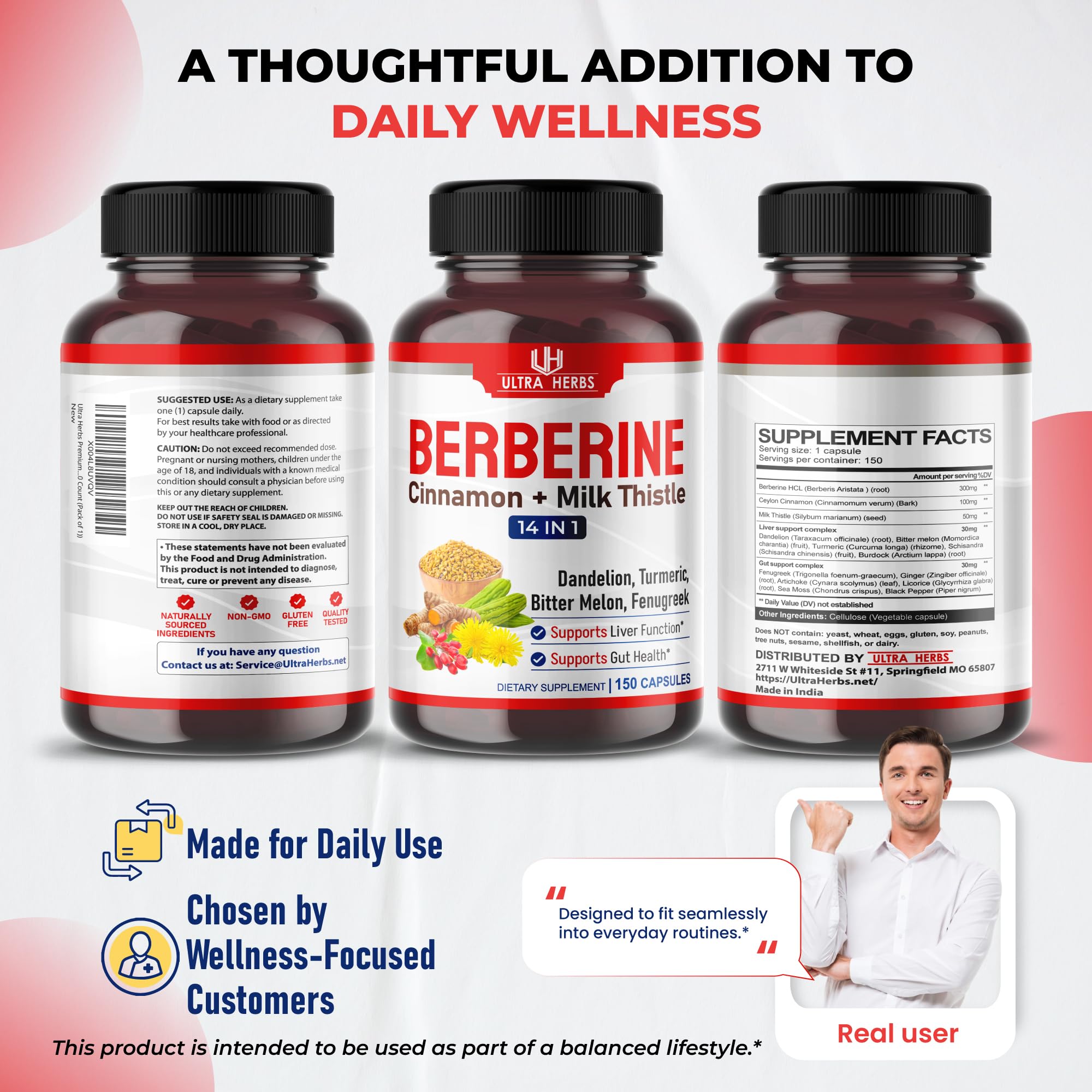 ULTRA HERBS Berberina, cápsulas listas para tomar
