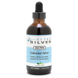 Ultra Silver plata coloidal 500ppm en botella de vidrio ámbar para uso diario.