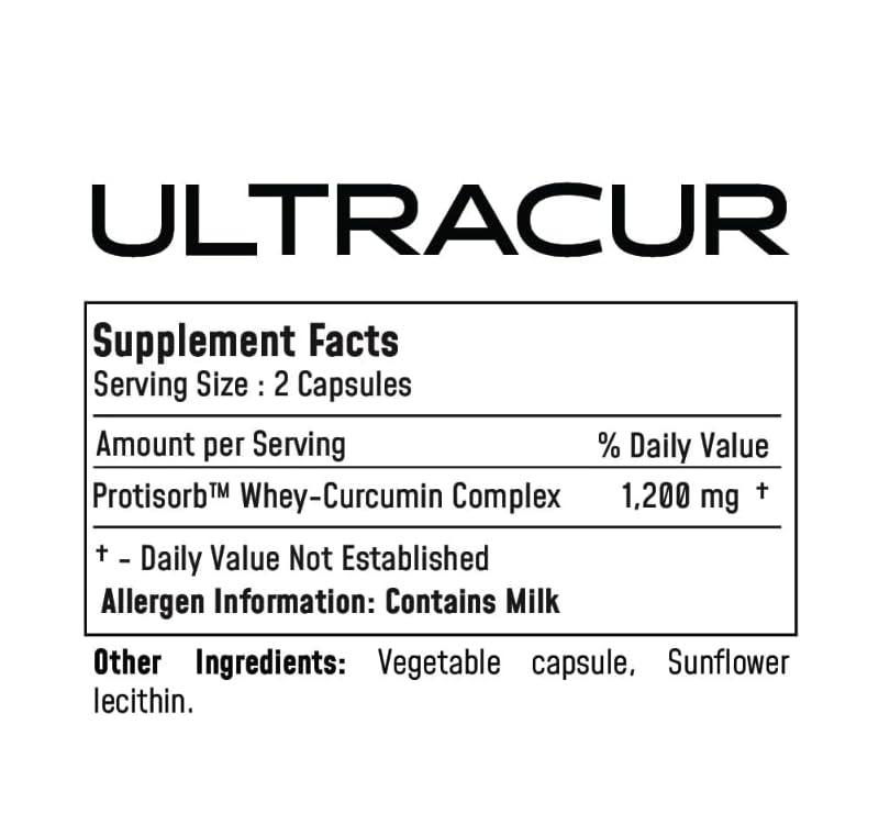 UltraCur Curcumin Complex etiqueta detalle con Protisorb para absorción eficiente