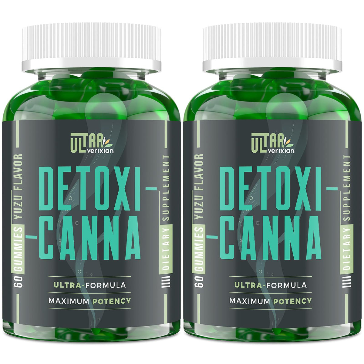 Ultraverixian Detox Gummies: botella con gominolas para apoyo digestivo diario.