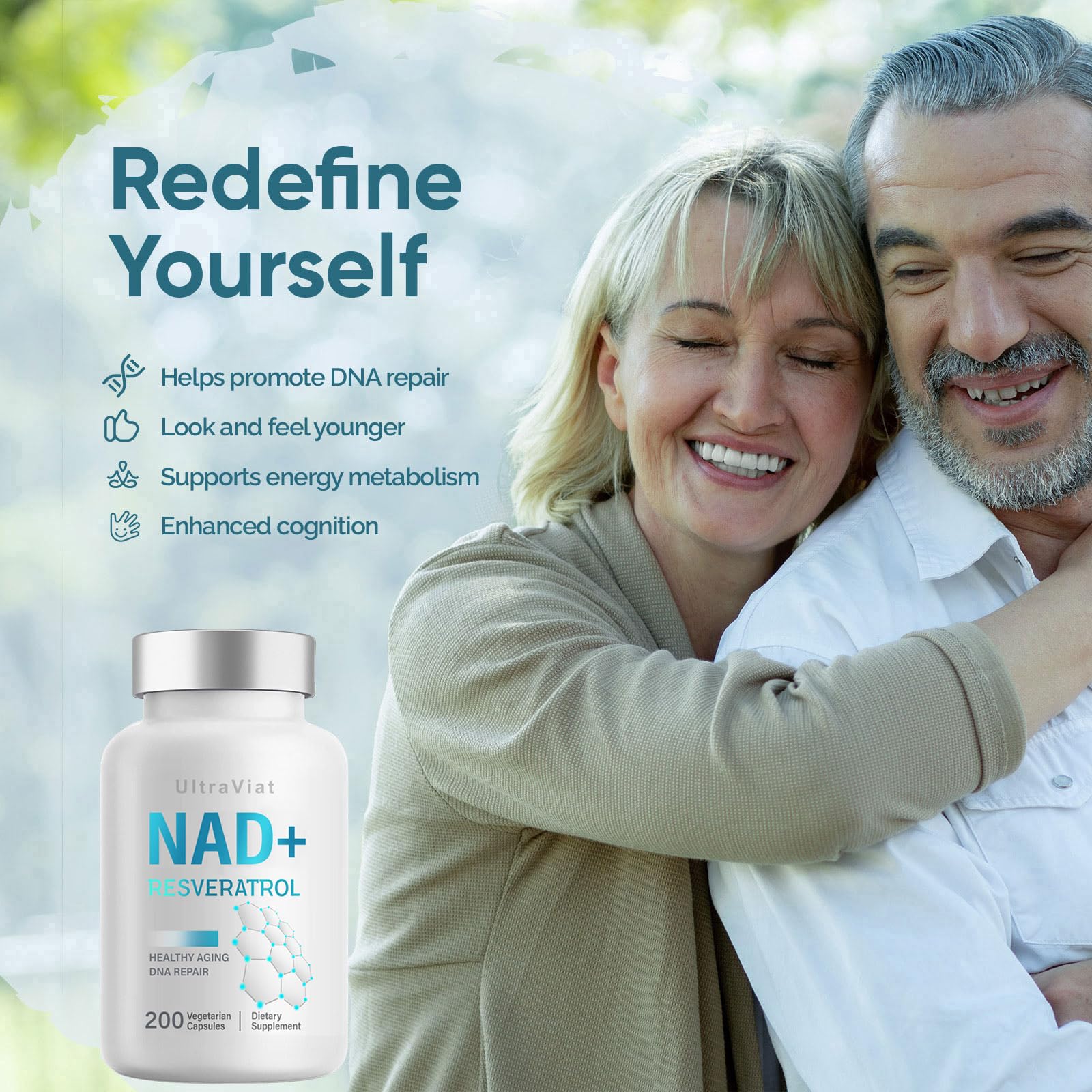 UltraViat NAD+ 1000 mg etiqueta frontal: información clara para decisiones informadas.