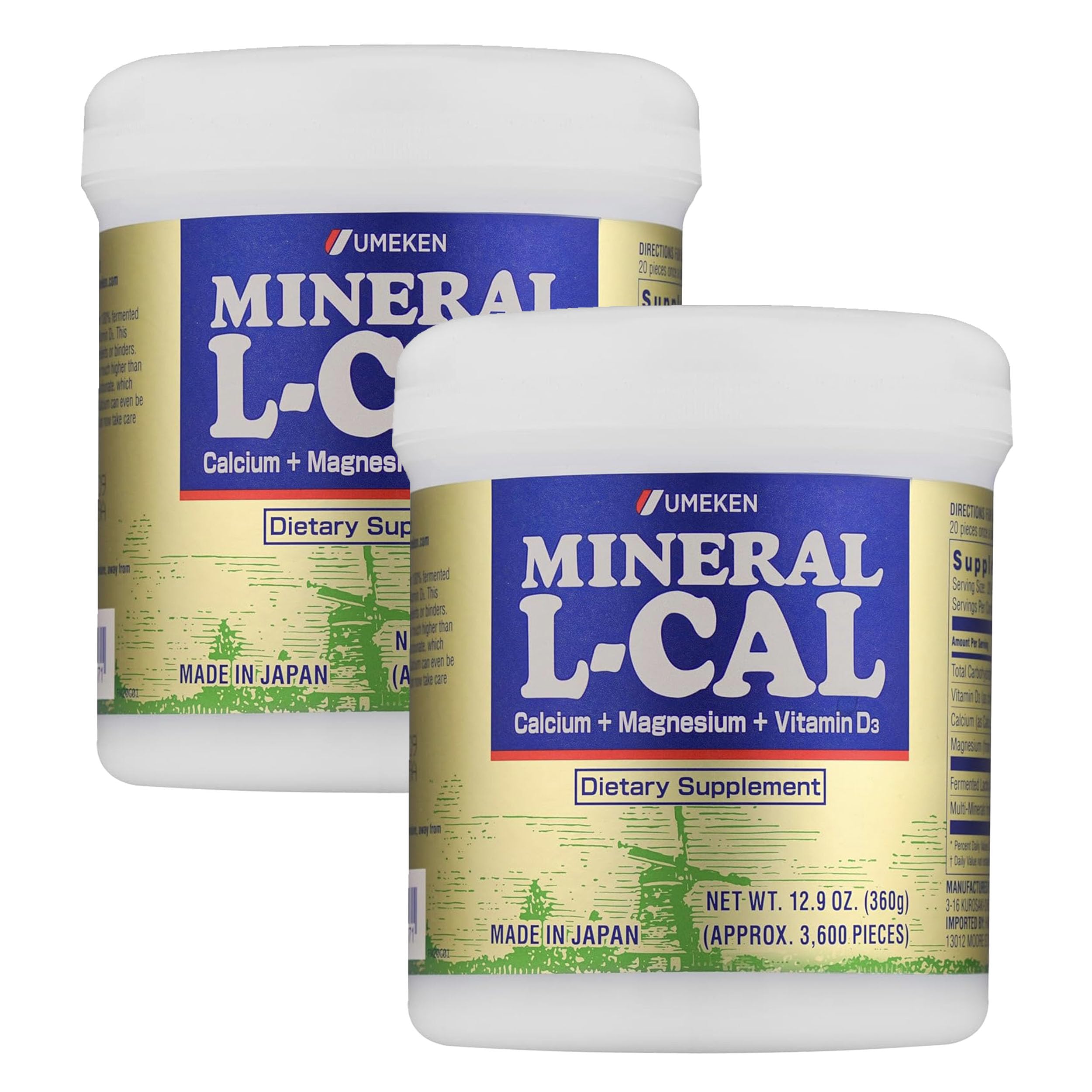Umeken Mineral L-Calcio en botella con bolas para absorción rápida.