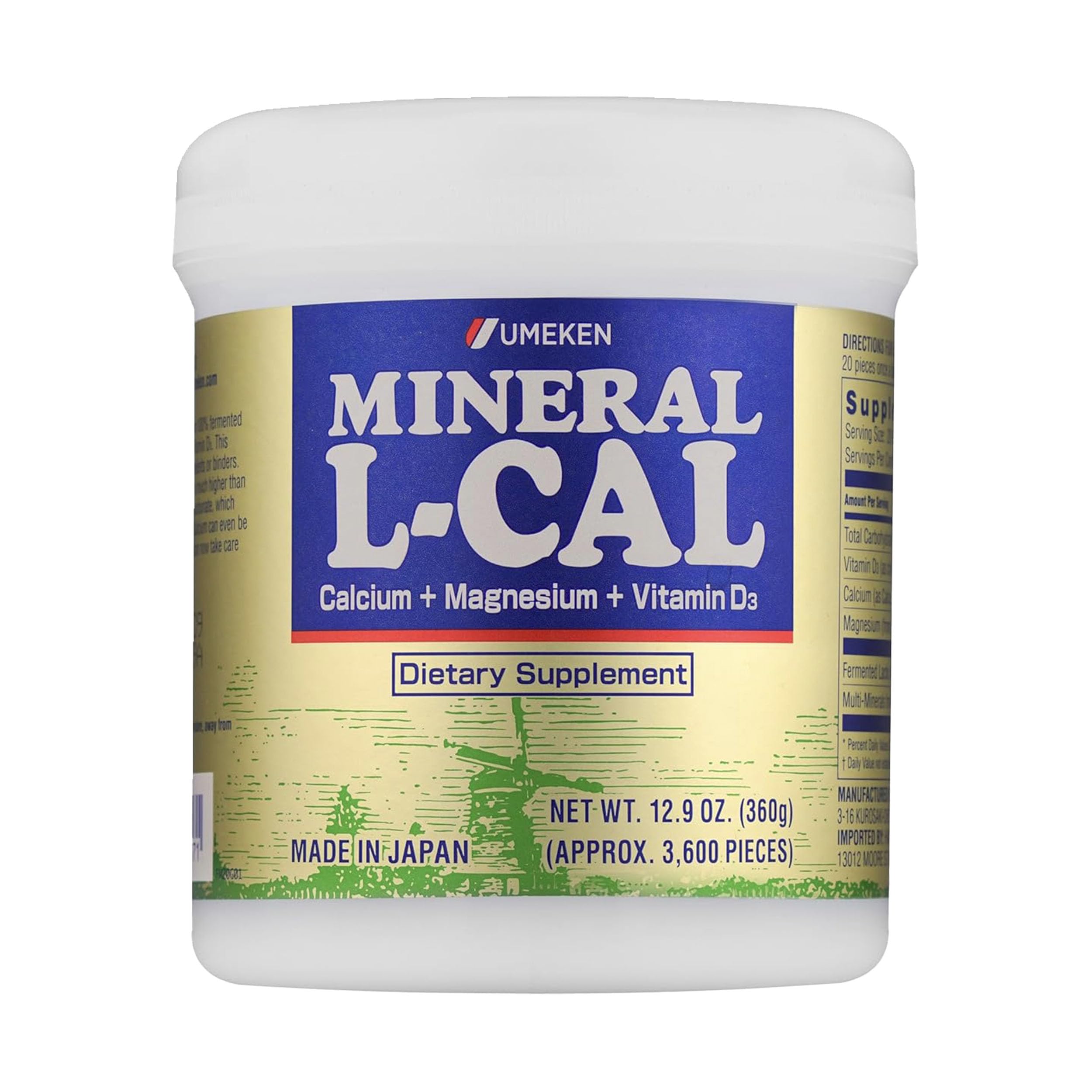 Umeken Mineral L-Calcio con vitamina D3 bolitas para absorcion rapida