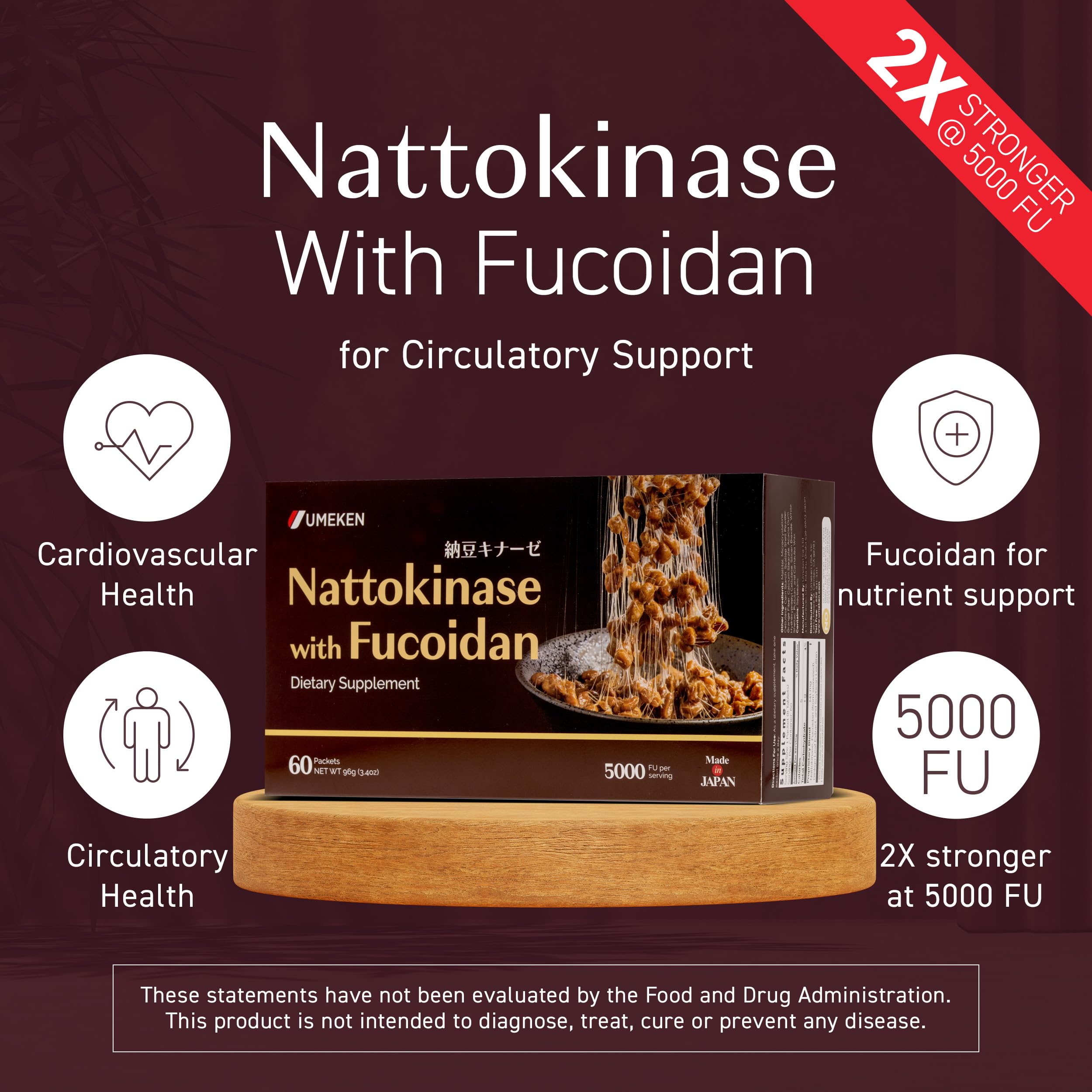 Umeken Nattokinasa Plus Fucoidan: dosis diaria de 5000 FU para uso constante