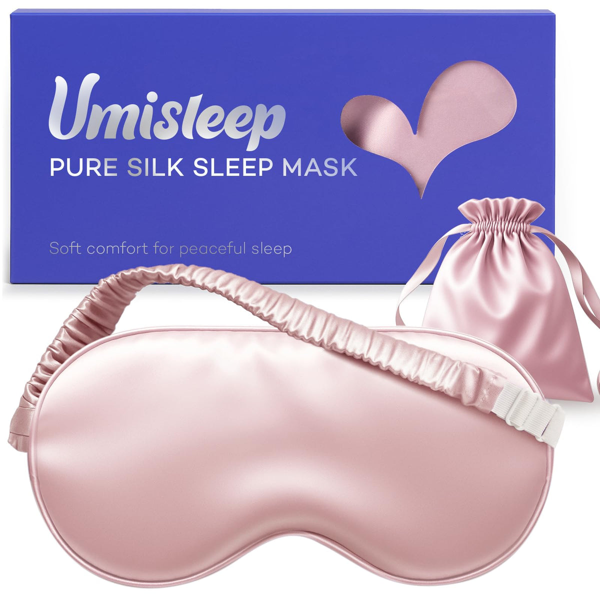 La máscara Umisleep de seda Mulberry con estuche, ideal para dormir con estilo.