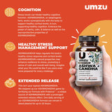 UMZU Ashwagandha - cápsulas diarias, liberación extendida para enfoque sostenido.