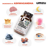 UMZU Ashwagandha - etiqueta frontal, información clara sobre calidad y uso diario.