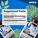 UMZU Betaine HCl: presentacion de 60 días para bienestar digestivo.