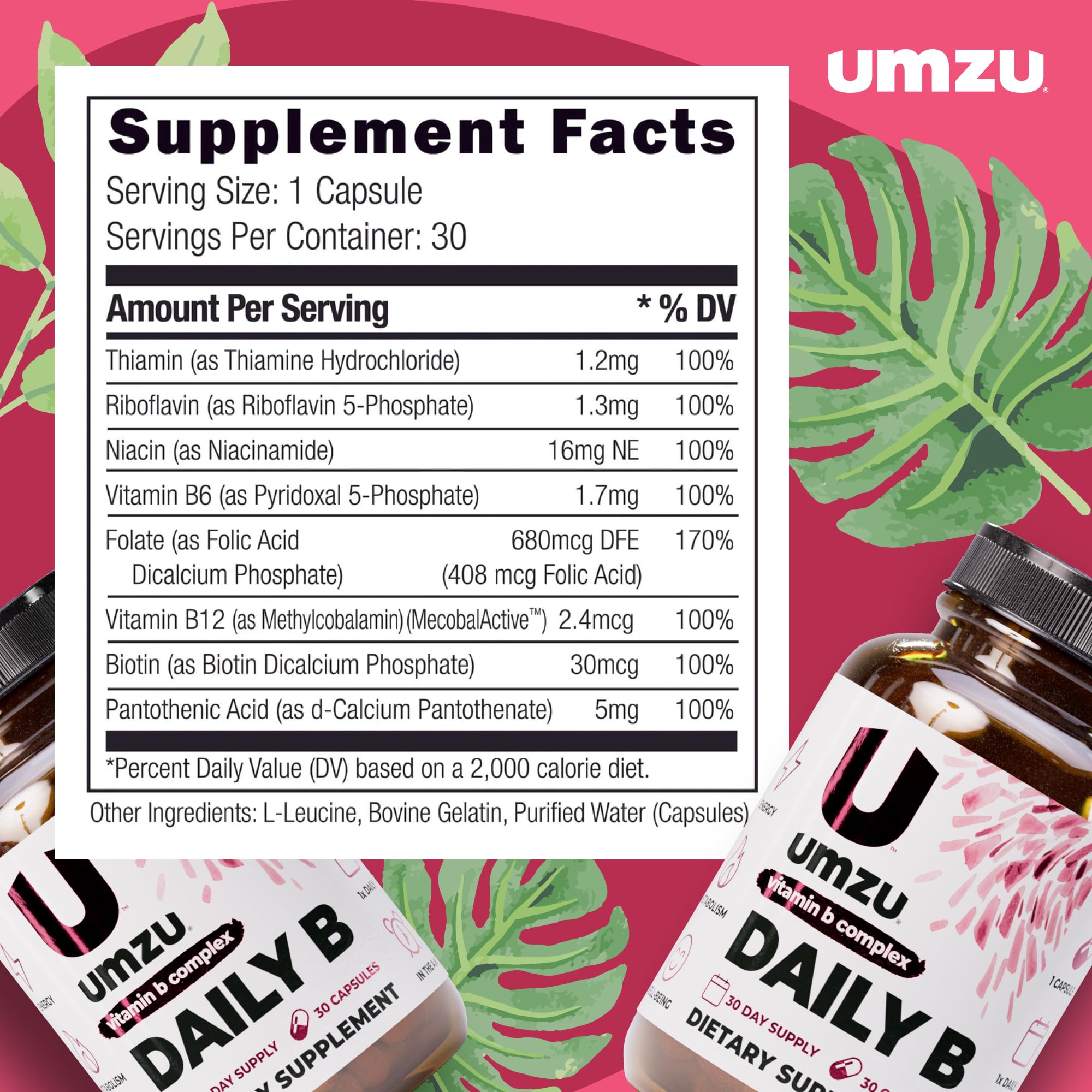 UMZU Daily B frente del envase destacando el logo y beneficios.