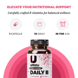 UMZU Daily B tabla de nutrientes para revisar vitaminas B incluidas.