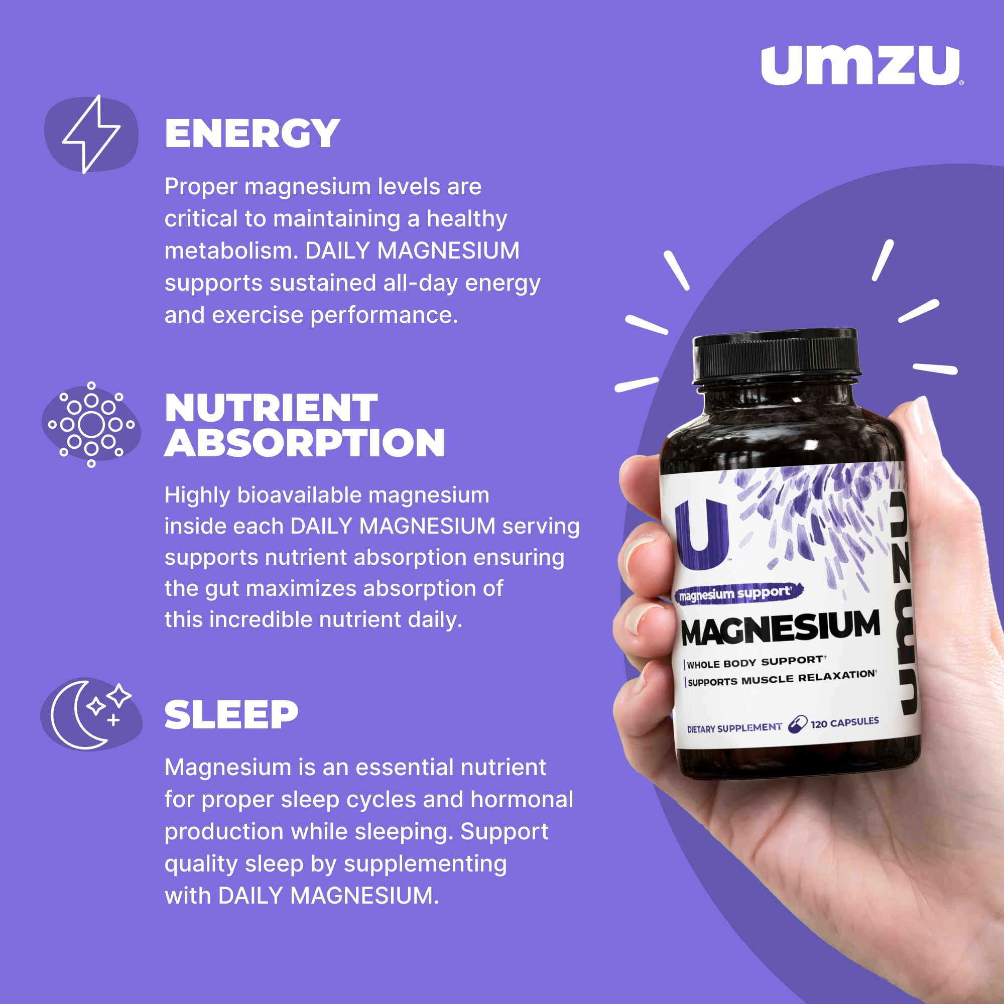 UMZU Magnesio Diario – cápsulas con mayor biodisponibilidad para uso diario.
