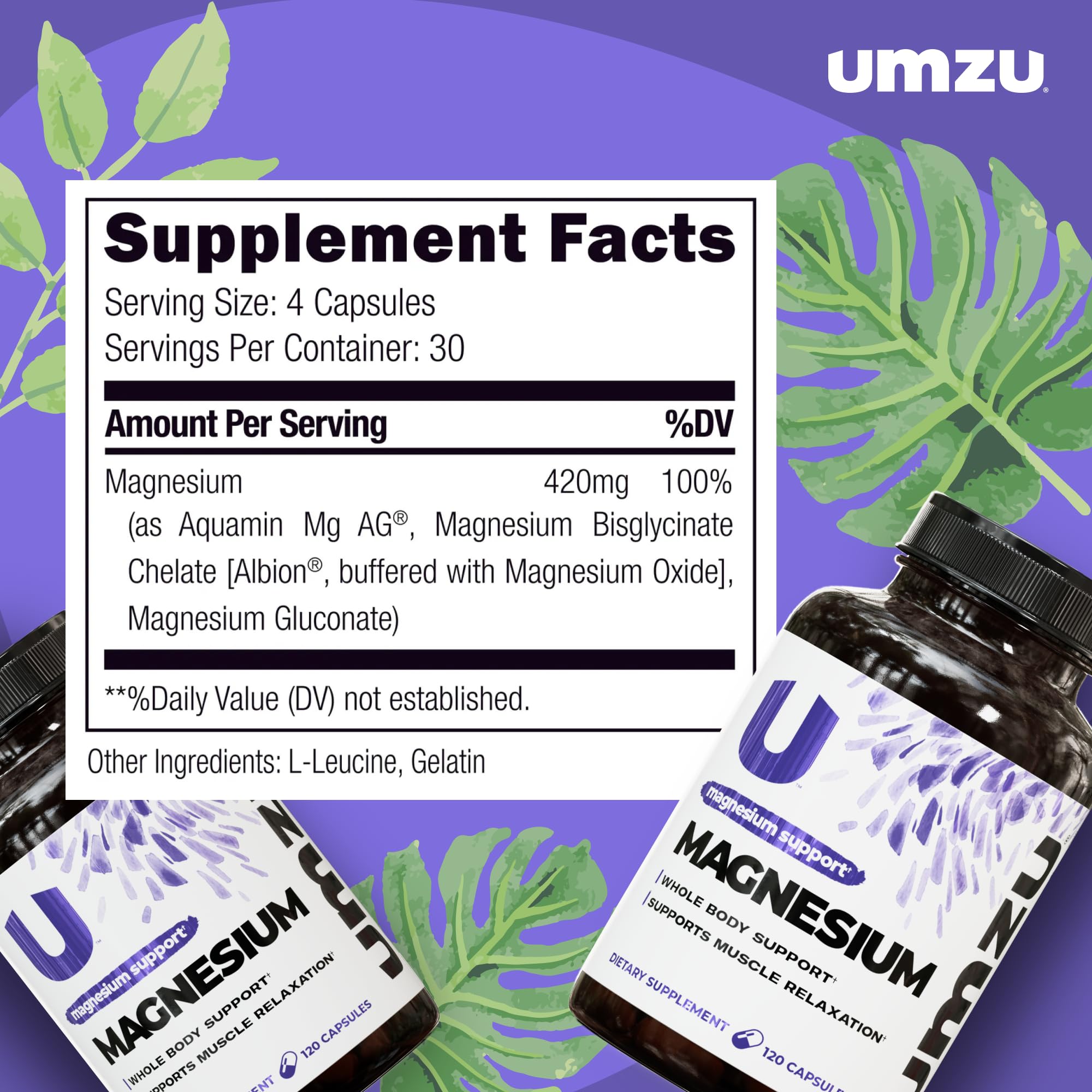 UMZU Magnesio Diario – etiqueta frontal con información clara de ingredientes.