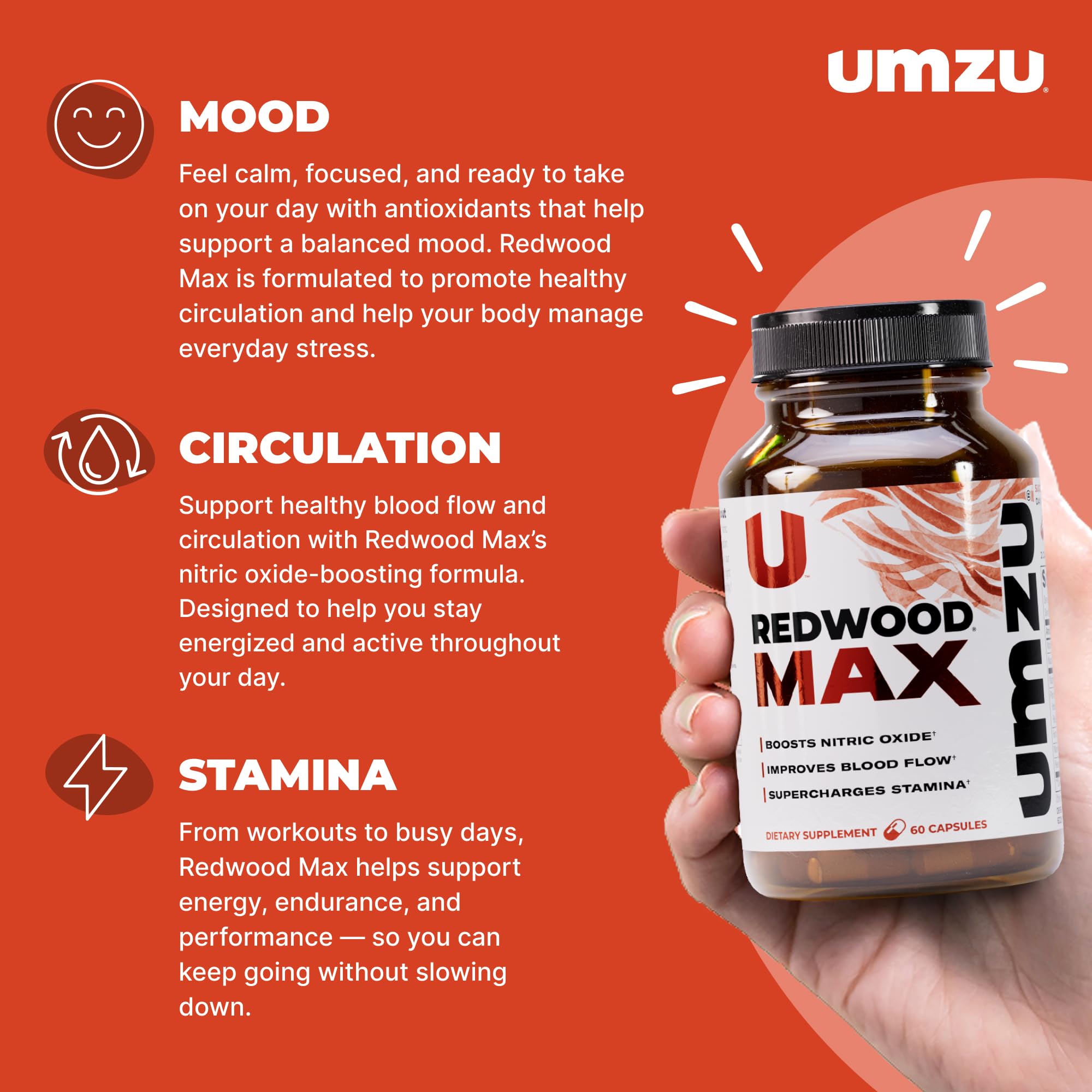 UMZU Redwood Max: botella lateral, visión del tamaño y uso diario
