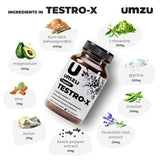 Etiqueta destaca Ashwagandha y Zinc en UMZU Testro-X