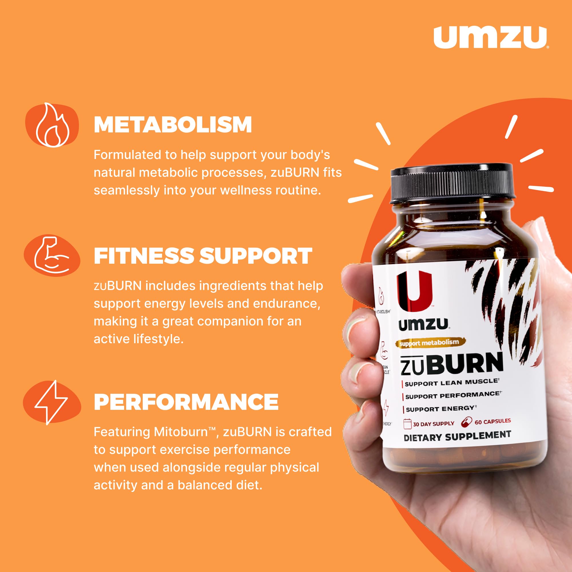 ZuBurn con cafeína 150 mg para energía rápida y concentración