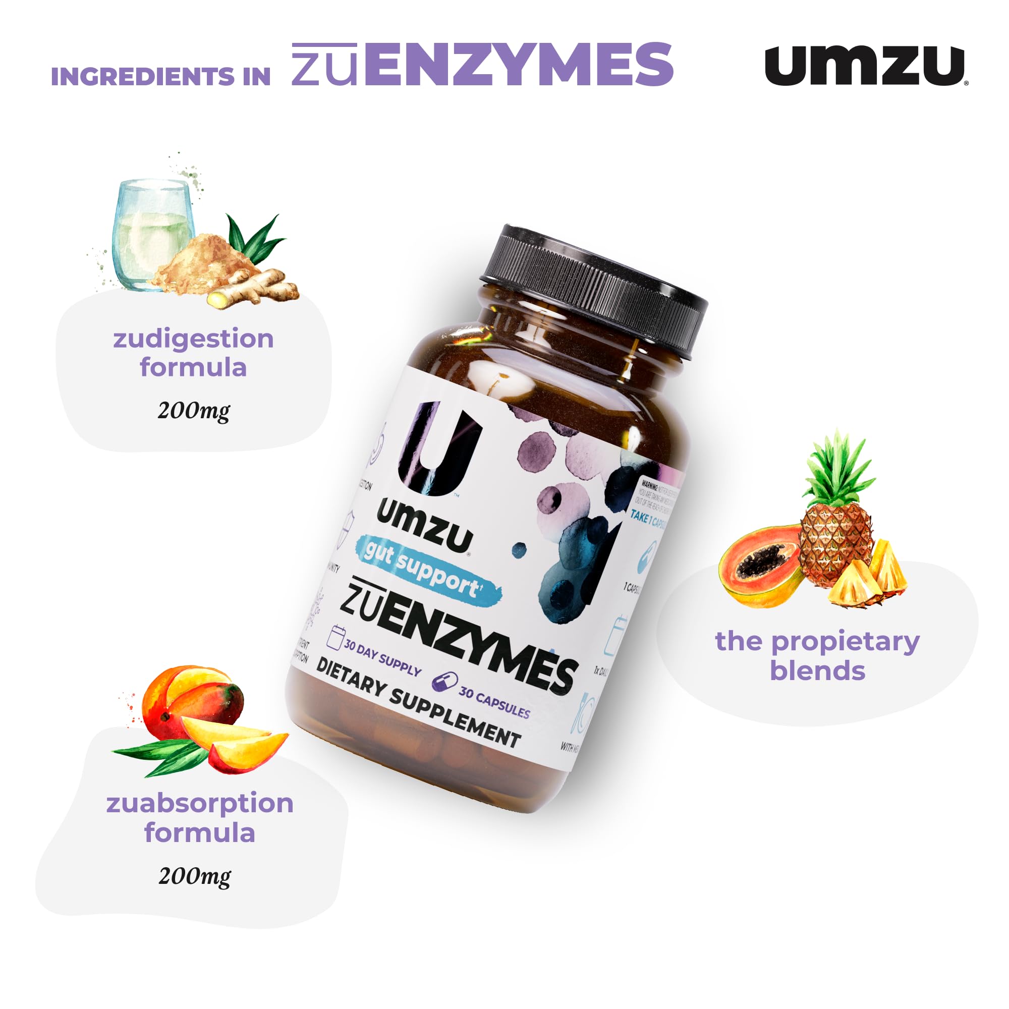 UMZU zuEnzymes: cápsulas listas para tomarlas con la comida principal.