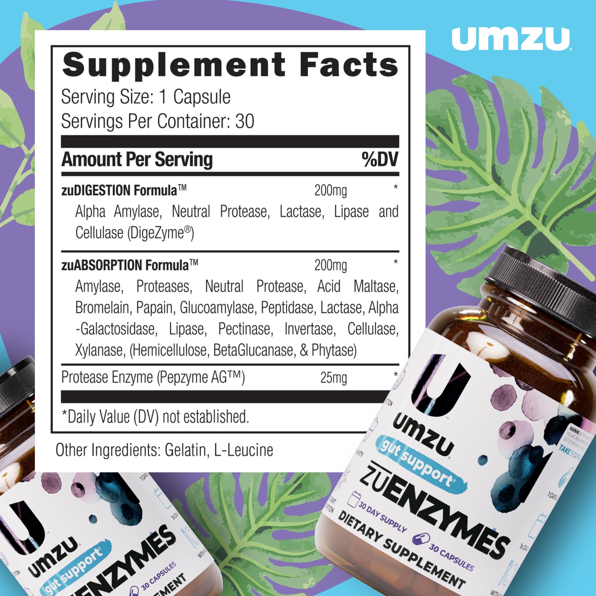 UMZU zuEnzymes: cápsulas que acompañan comidas complejas y proteínas densas.