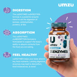 UMZU zuEnzymes: etiqueta con información clara y diseño limpio para confianza.