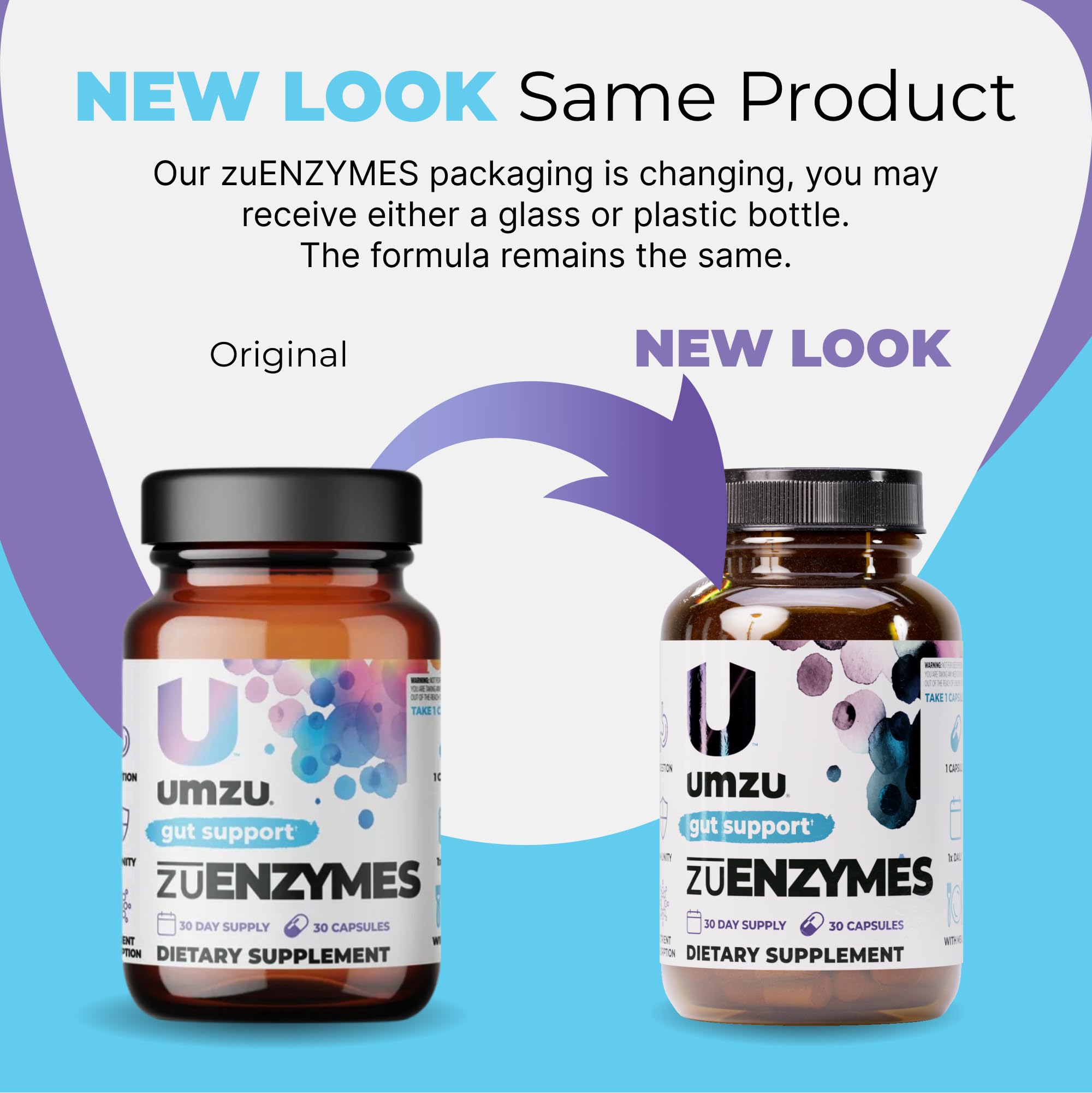UMZU zuEnzymes: bote de 30 días para rutina de bienestar digestivo.