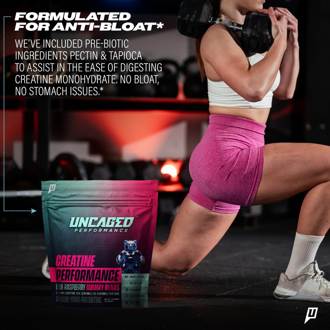 Uncaged Performance gomitas creatina fórmula resistente al derretimiento