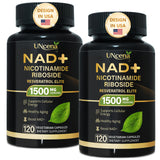 UNcena NAD 1500 mg, frasco frente, apoyo a la energía celular.
