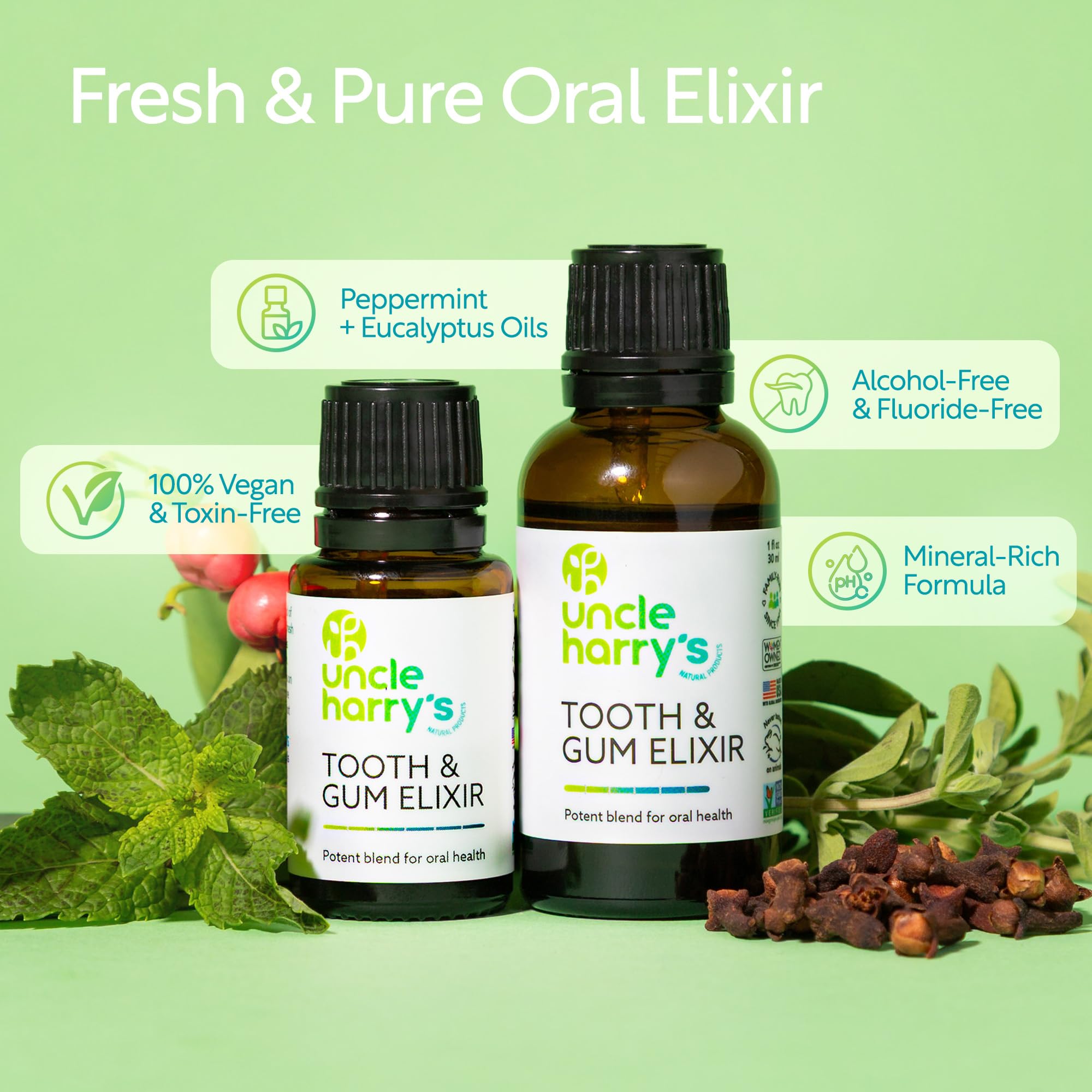 Aceites esenciales de menta y eucalipto en Uncle Harry's.