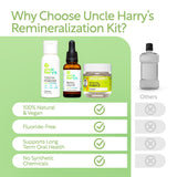 Embalaje de Uncle Harry's con productos naturales para cuidado bucal