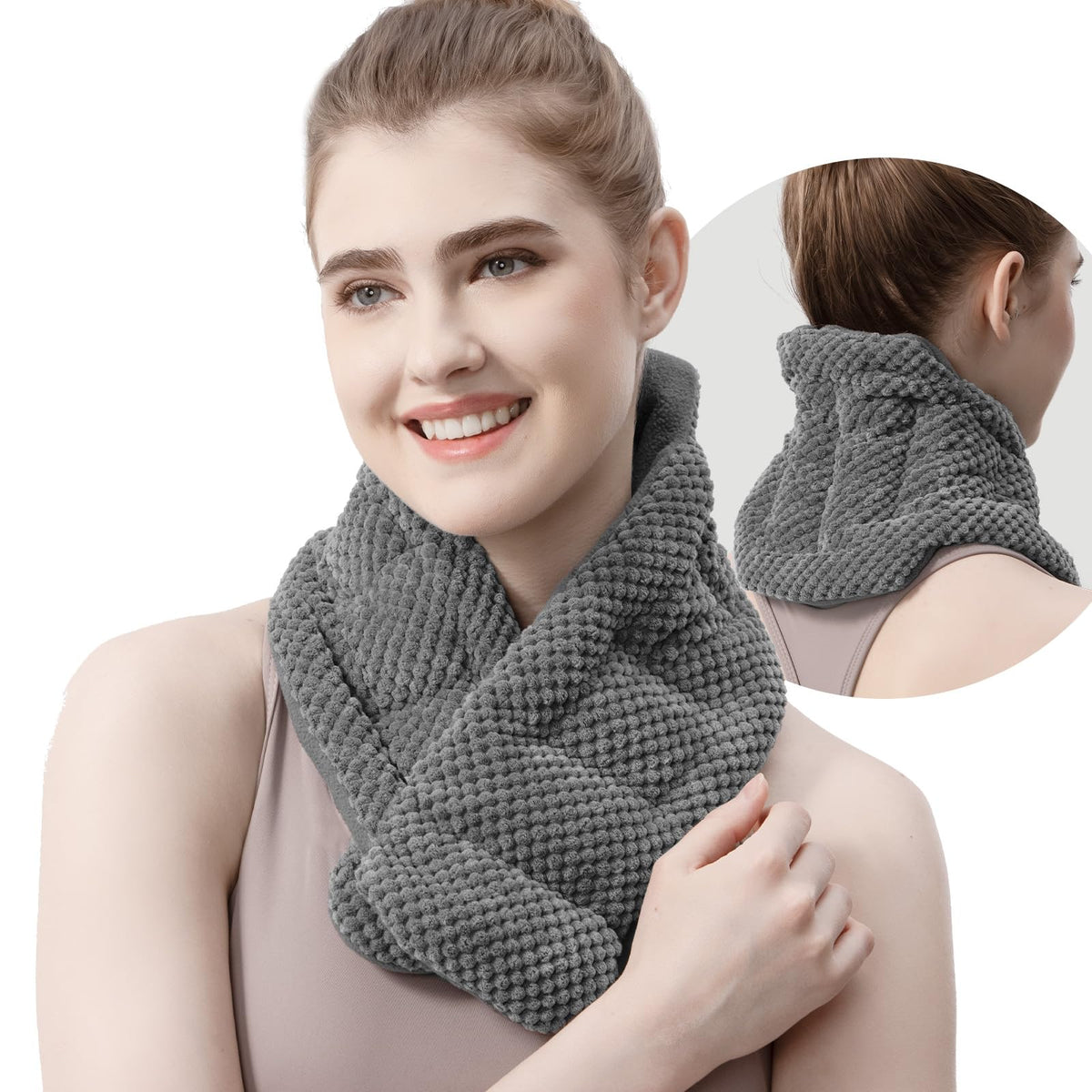 Almohadilla uncn para cuello y hombros ofrece calor suave y alivio relajante.