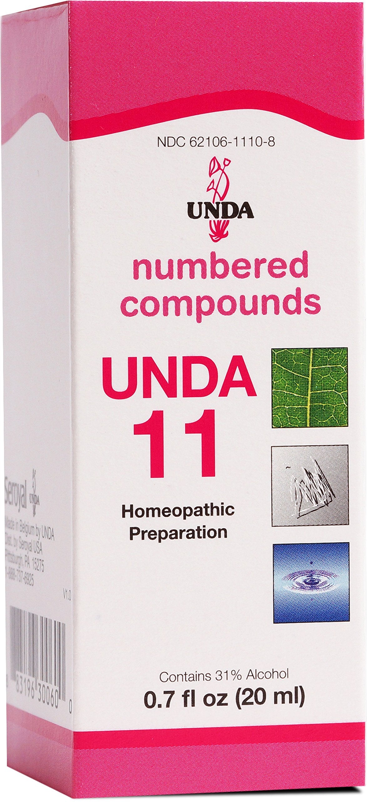 UNDA 11 Compounds botella de 20 ml para uso diario y apoyo al bienestar.